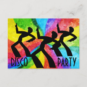 Disco Party - Dancing People and Rainbow Swirls Invitation