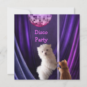 Disco Party Dog Cat Maltese Bachelorette Invitation