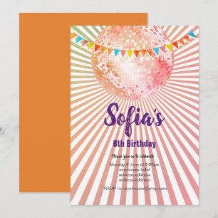 disco party, glitter, dance, party invitation