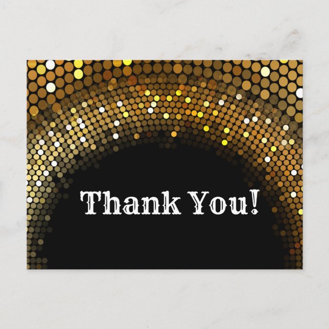 disco party, glitter, dance, party thank you card (Front)