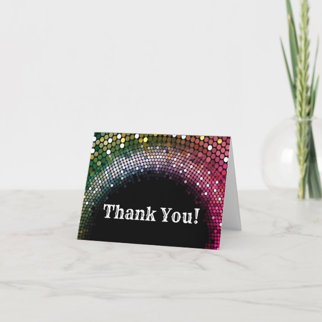 disco party, glitter, dance, party thank you card (Front)