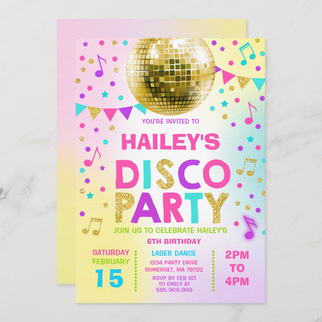 Disco Party Invitation Glow Disco Party Invite | Zazzle