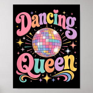 Disco Party Queen Disco Ball Retro Groovy Dance Poster