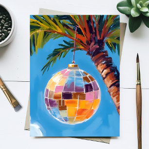 Disco Party Rainbow Colorful Watercolor Painting Postcard