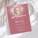 Disco party rose gold birthday invitation<br><div class="desc">A girly and feminine 18th (or any age) party invitation. A rose gold background colour. Decorated with a colourful disco ball. Text: Let's Party! Personalise and add a name and party details. The name is written with a hand lettered style script. 1 sheet = 1 invitation printed edge to edge....</div>