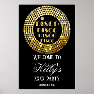 disco party welcome sign