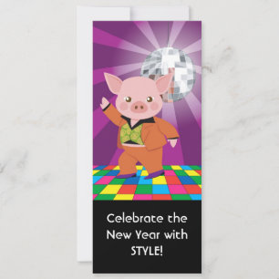 disco pig on the dance floor invitation
