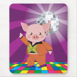 disco pig on the dance floor mouse mat