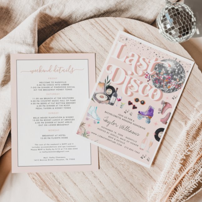 Disco Pink Retro Roller Skating | Bachelorette Invitation (Creator Uploaded)