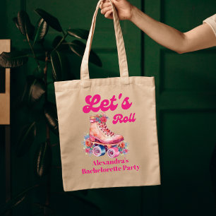 Disco Pink Retro Roller Skating  Bachelorette Part Tote Bag
