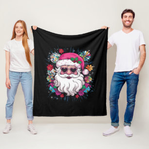 Disco Pink Santa Christmas Funny Xmas Party Fleece Blanket