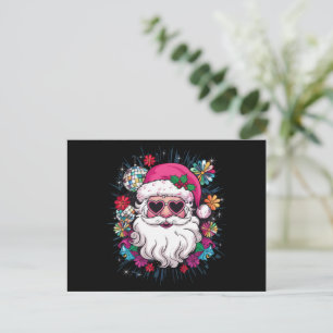 Disco Pink Santa Christmas Funny Xmas Party  Holiday Postcard