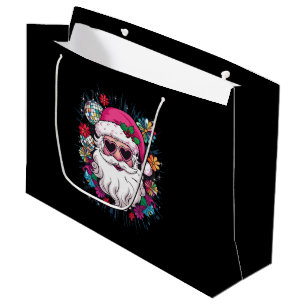 Disco Pink Santa Christmas Funny Xmas Party  Large Gift Bag