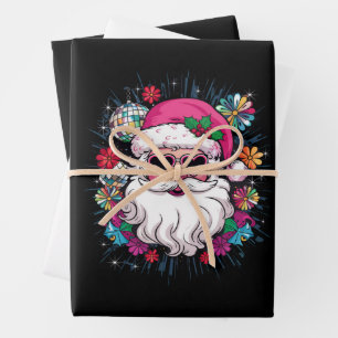 Disco Pink Santa Christmas Funny Xmas Party  Wrapping Paper Sheet