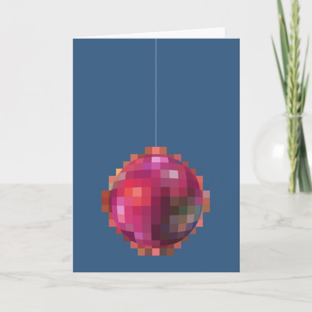 Disco Pixel Xmas Holiday Card (Front)