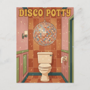 Disco Potty Retro Bathroom Humour With Disco Ball Postcard