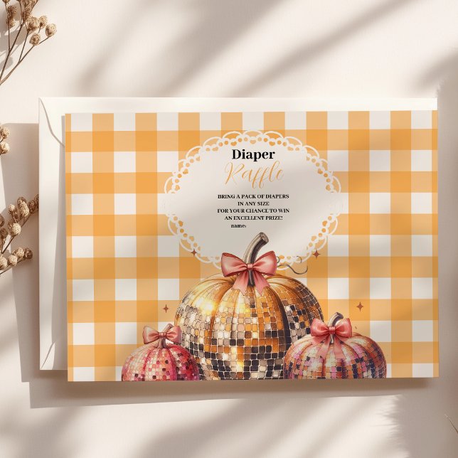 Disco Pumpkin Patch Baby Shower Raffle Diapper Enclosure Card (Creator Uploaded)