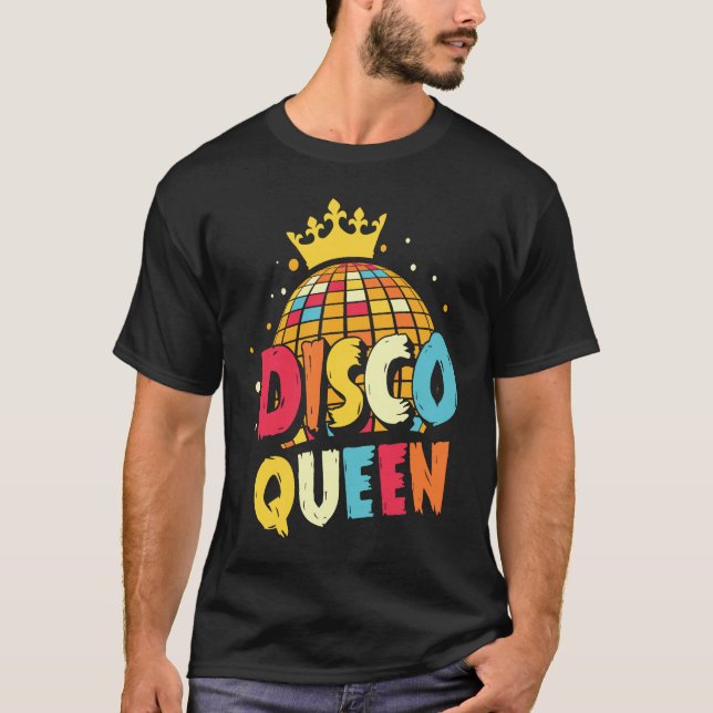 Disco Queen 1970s Retro Party 70s Matching Hallowe T-Shirt (Front)