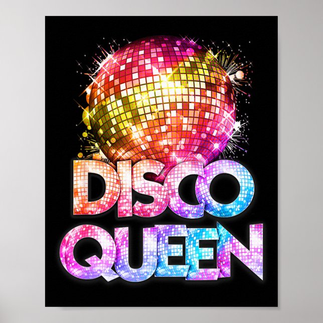 Disco Queen - 70's Disco Themed Vintage Seventies  Poster (Front)