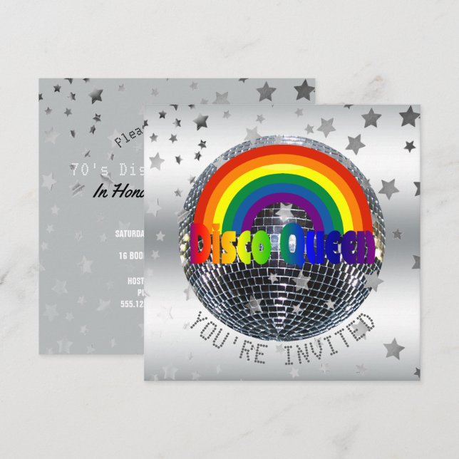 Disco Queen Dance Birthday Party | 70s Disco Ball Invitation (Front/Back)