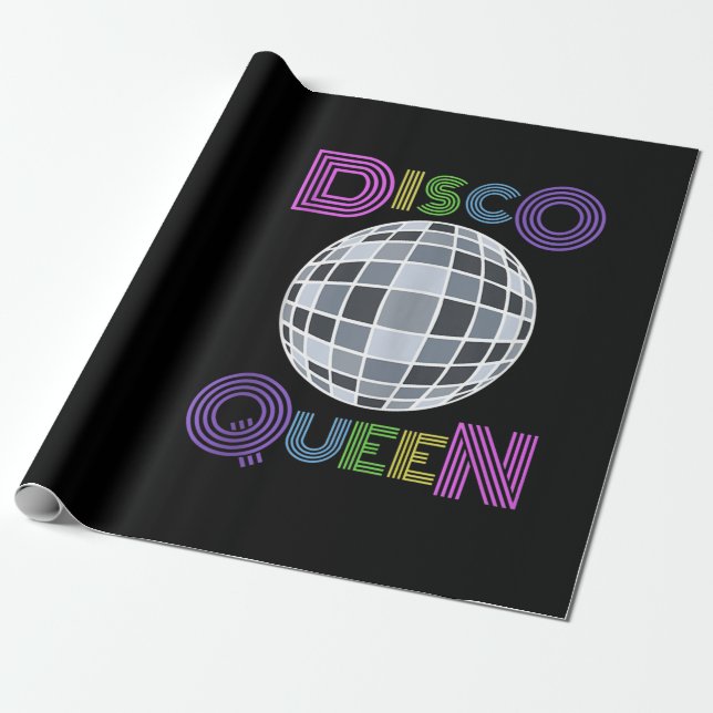 Disco Queen Dancing 70s 1970s Costume Disco Ball Wrapping Paper (Unrolled)