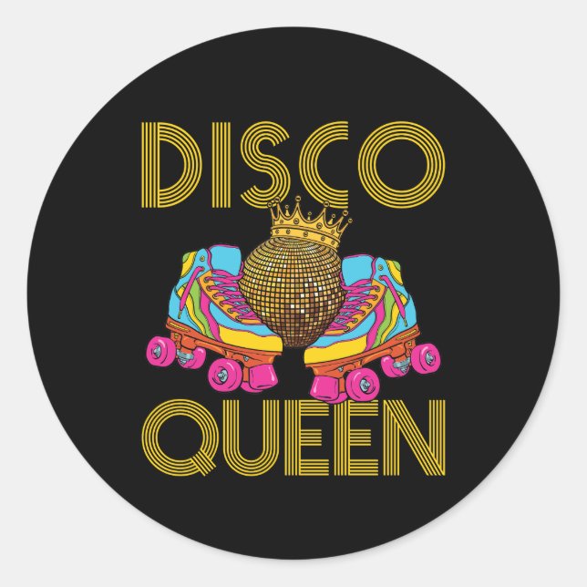 Disco Queen Roller Skating Skater Classic Round Sticker (Front)