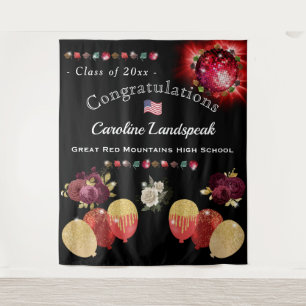 Disco red ball Graduation 2025 Tapestry