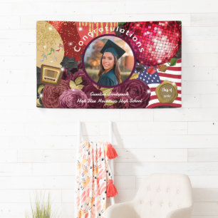 Disco Red Ball, USA Flag Welcome Banner