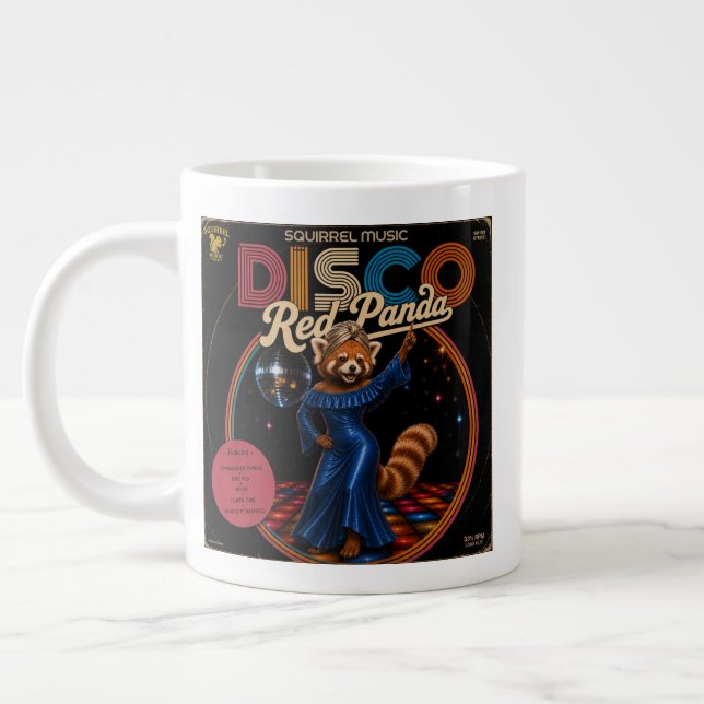 Disco Red Panda Duo Large Coffee Mug (Left)