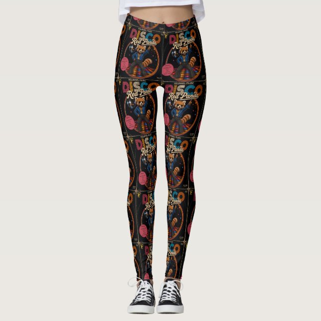 Disco Red Panda Leggings (Front)