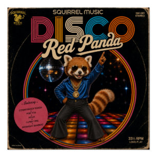 Disco Red Panda Poster