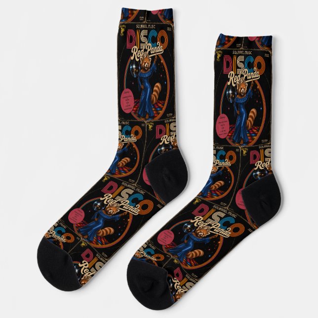 Disco Red Panda Socks (Left)