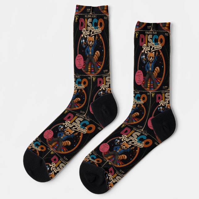 Disco Red Panda Socks (Left)