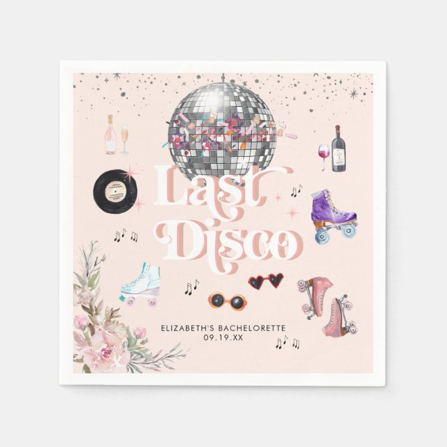 Disco Retro Roller Skating | Bachelorette Napkin (Front)