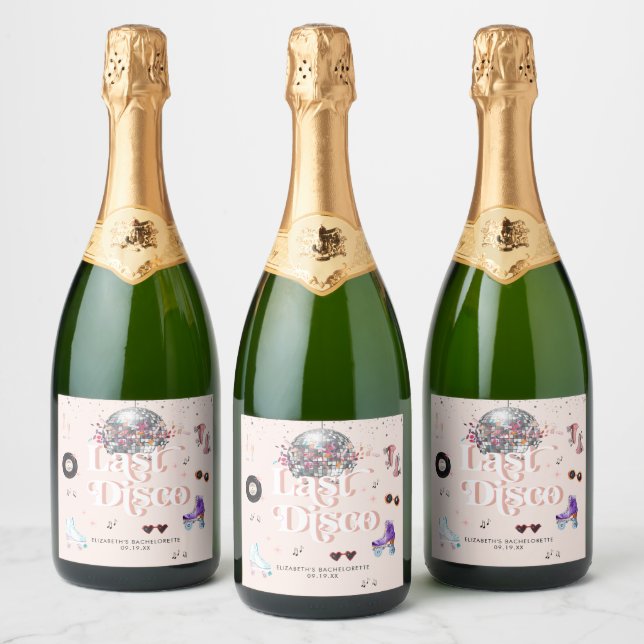 Disco Retro Roller Skating | Bachelorette Sparkling Wine Label (Bottles)
