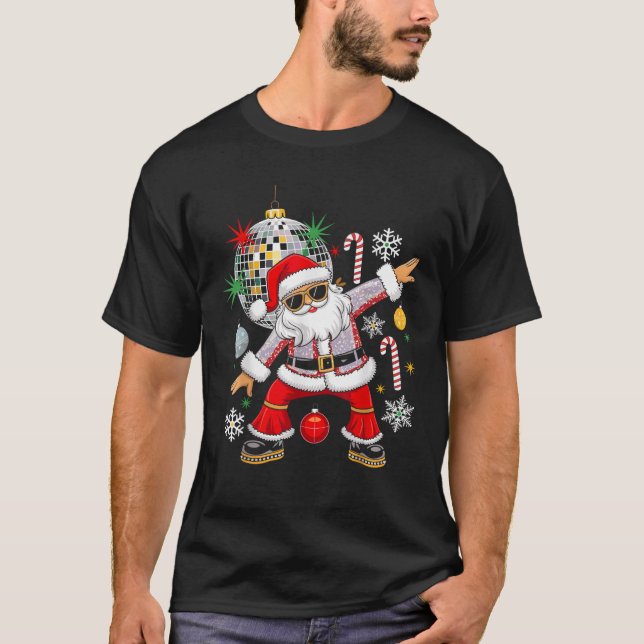 Disco Santa Christmas Music Retro Groovy 70s 80s H T-Shirt (Front)