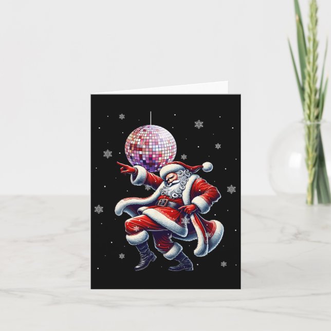 Disco Santa Christmas Nightclub Dancing Santa Clau Card (Front)