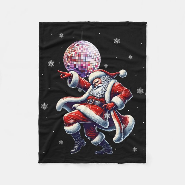Disco Santa Christmas Nightclub Dancing Santa Clau Fleece Blanket (Front)