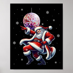 Disco Santa Christmas Nightclub Dancing Santa Clau Poster