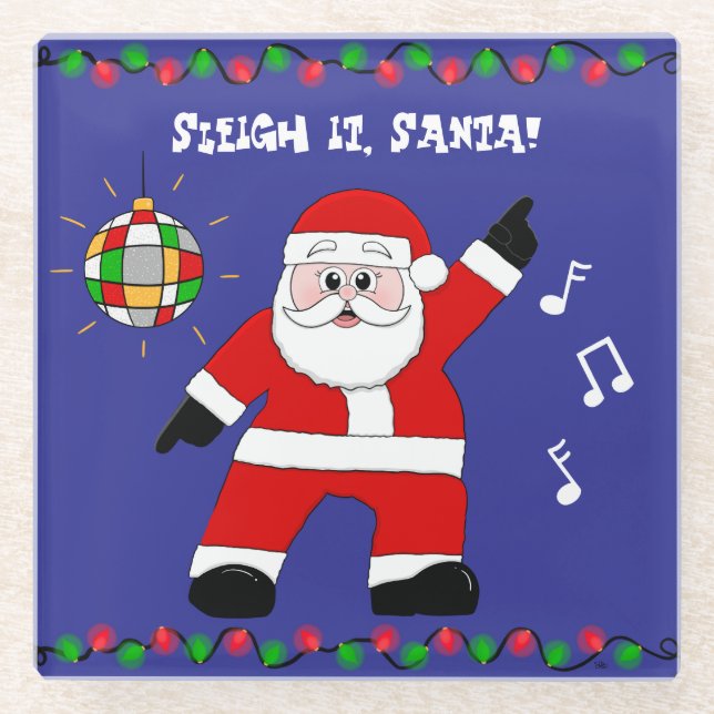 Disco Santa Glass Coaster (Front)