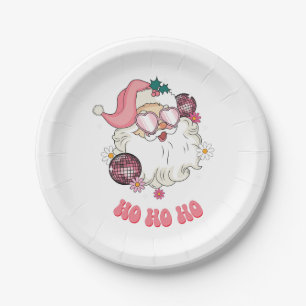 Disco Santa Ho Ho Ho Paper Plate