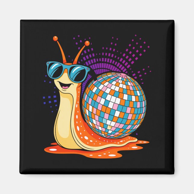 Disco Snail Funny Retro Cool Party Performance Magnet (Front)