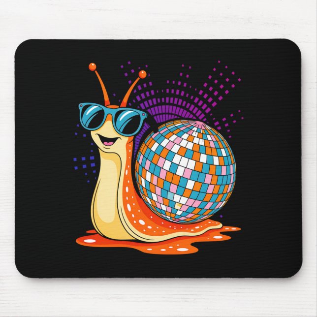 Disco Snail Funny Retro Cool Party Performance Mouse Mat (Front)