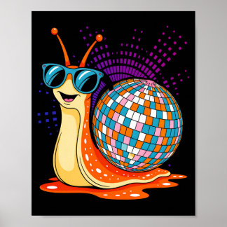 Disco Snail Funny Retro Cool Party Performance Poster