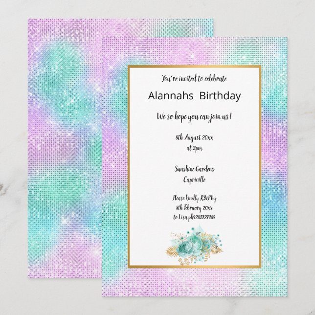 DISCO SPARKLE BIRTHDAY  INVITATION (Front/Back)