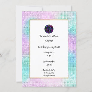 DISCO SPARKLE DISCO BALL BIRTHDAY INVITATION