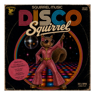 Disco Squirrel Queen Poster