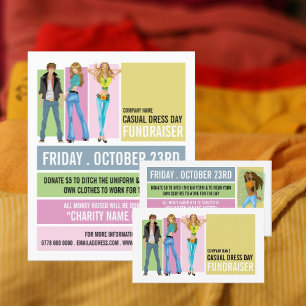 Disco Style, Casual Dress Day Fundraiser Advert Business Card