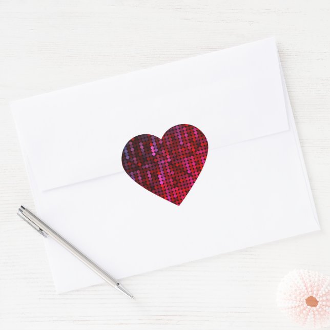 Disco Style Pink Faux Sequin Heart Heart Sticker (Envelope)