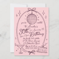 Disco Theme 30th Birthday Invitation for Women